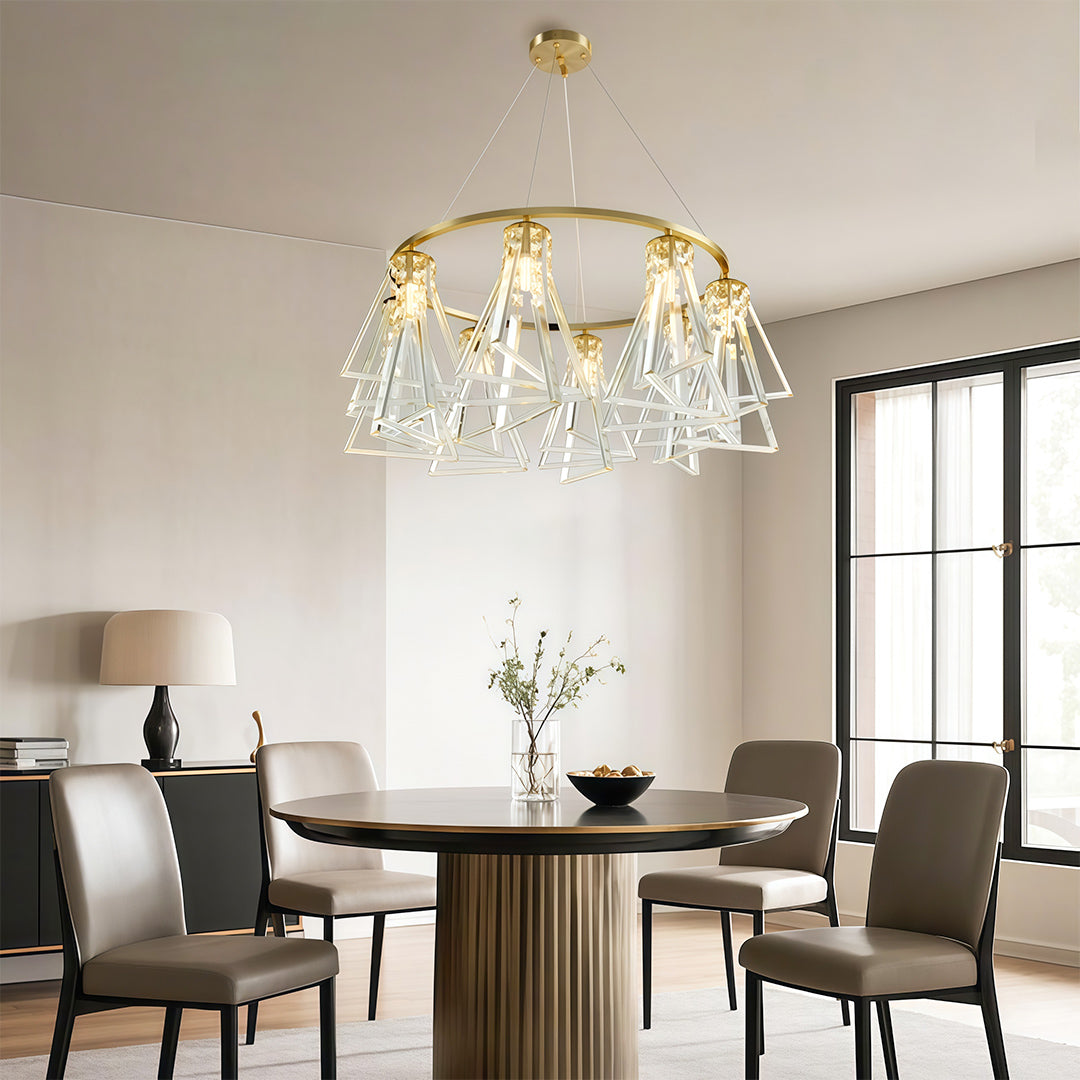 Aurelia Crystal Chandelier in Brass, Chrome, or Black