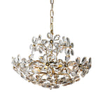 Crystal Flower Chandelier Vintage French Country Ceiling Light with Brass Finish