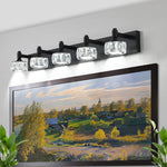 Crystal Vanity Light Modern Black Iron LED Wall Bar for Bathroom