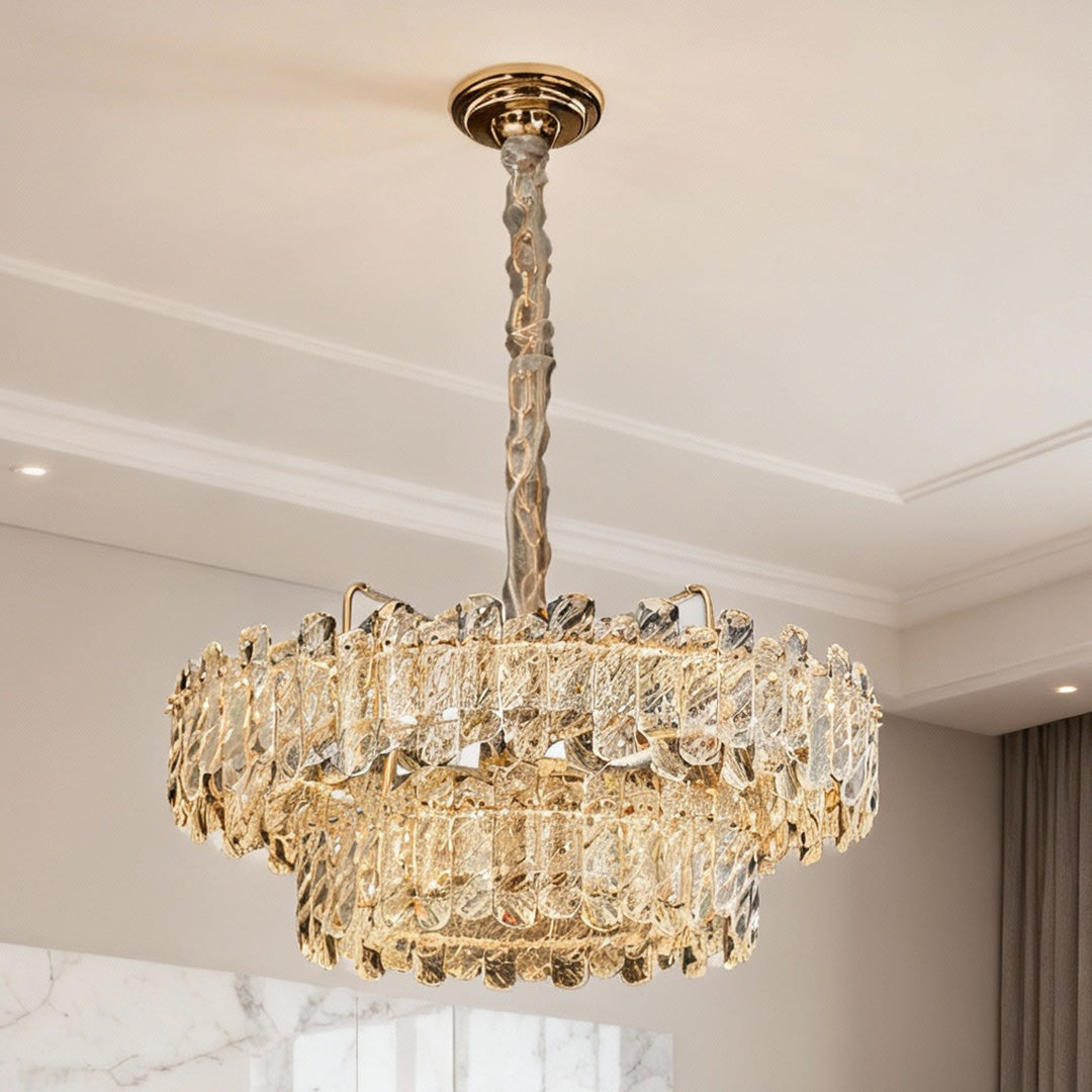 Lumina Crystal Chandelier in Champagne Gold with Adjustable LED Lighting
