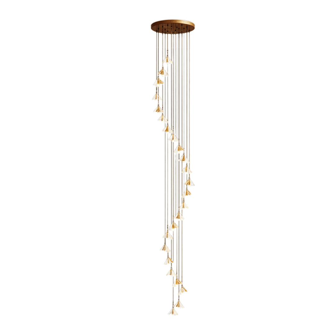 Artisan Ceramic Flower Chandelier for Staircases and Grand Interiors