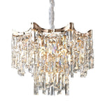 Tiered Crystal Chandelier Modern Gold Waterfall Ceiling Light