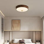 Art Deco Walnut Flush Mount Ceiling Light with Full-Spectrum LED