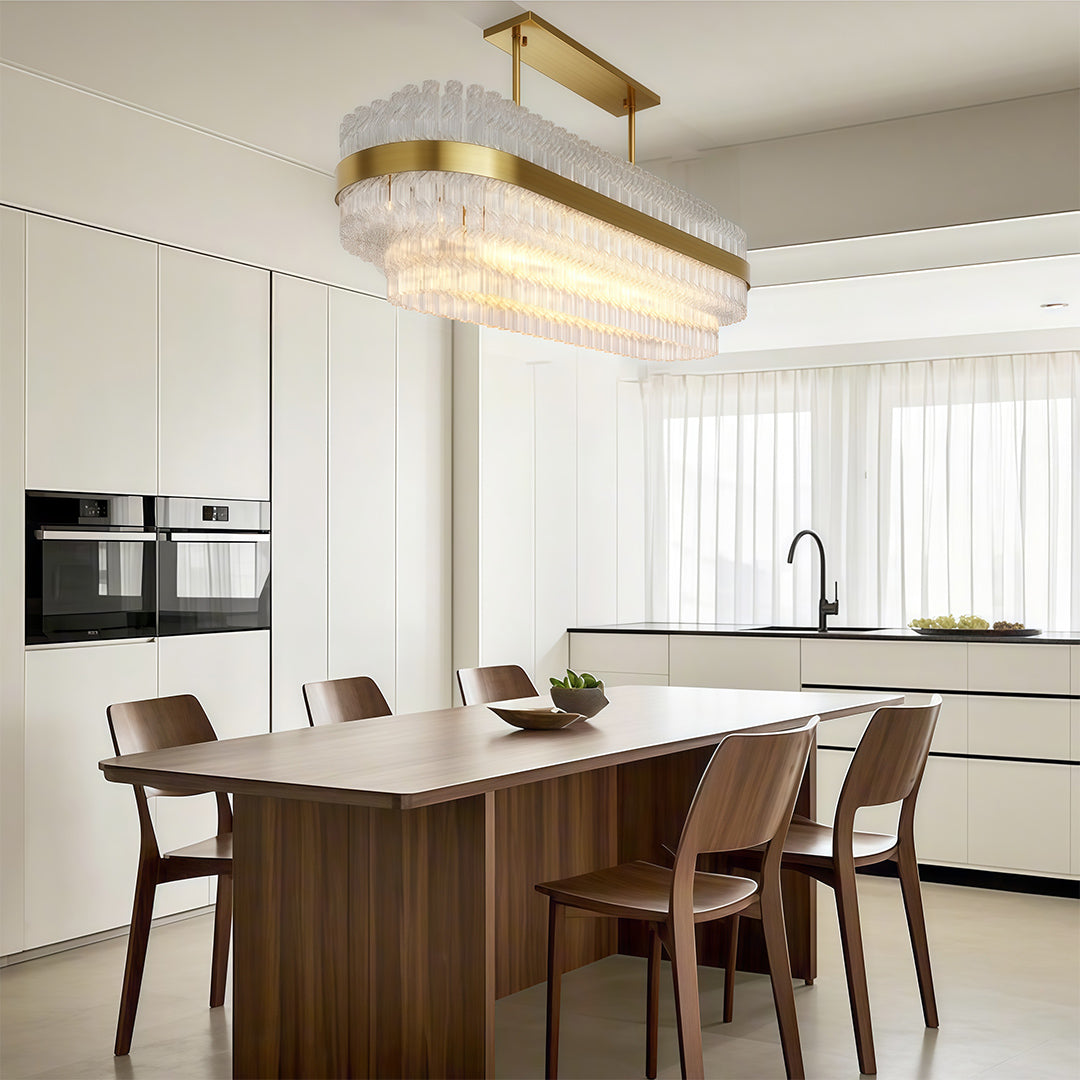 Full Copper Modern Chandelier with Clear Glass Shade for Dining Room and Living Room