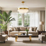 Full Copper Modern Chandelier with Clear Glass Shade for Dining Room and Living Room