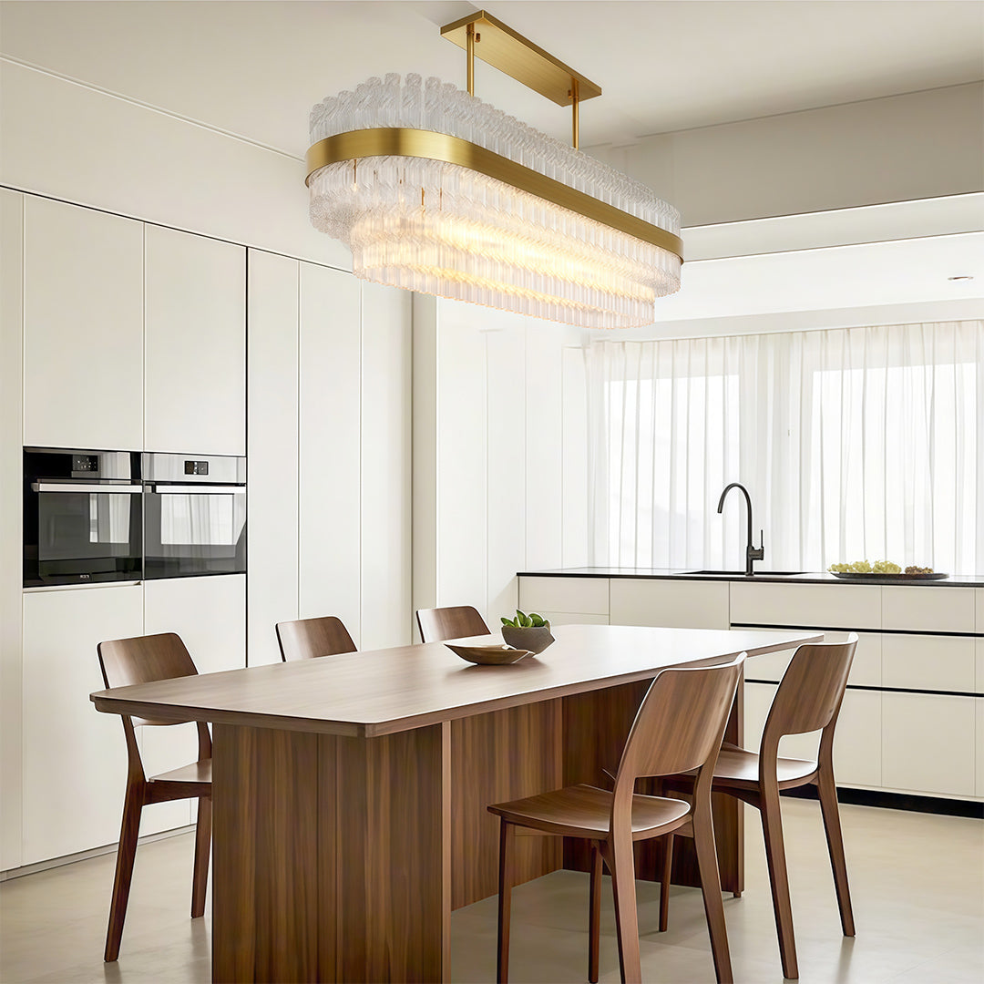 Full Copper Modern Chandelier with Clear Glass Shade for Dining Room and Living Room