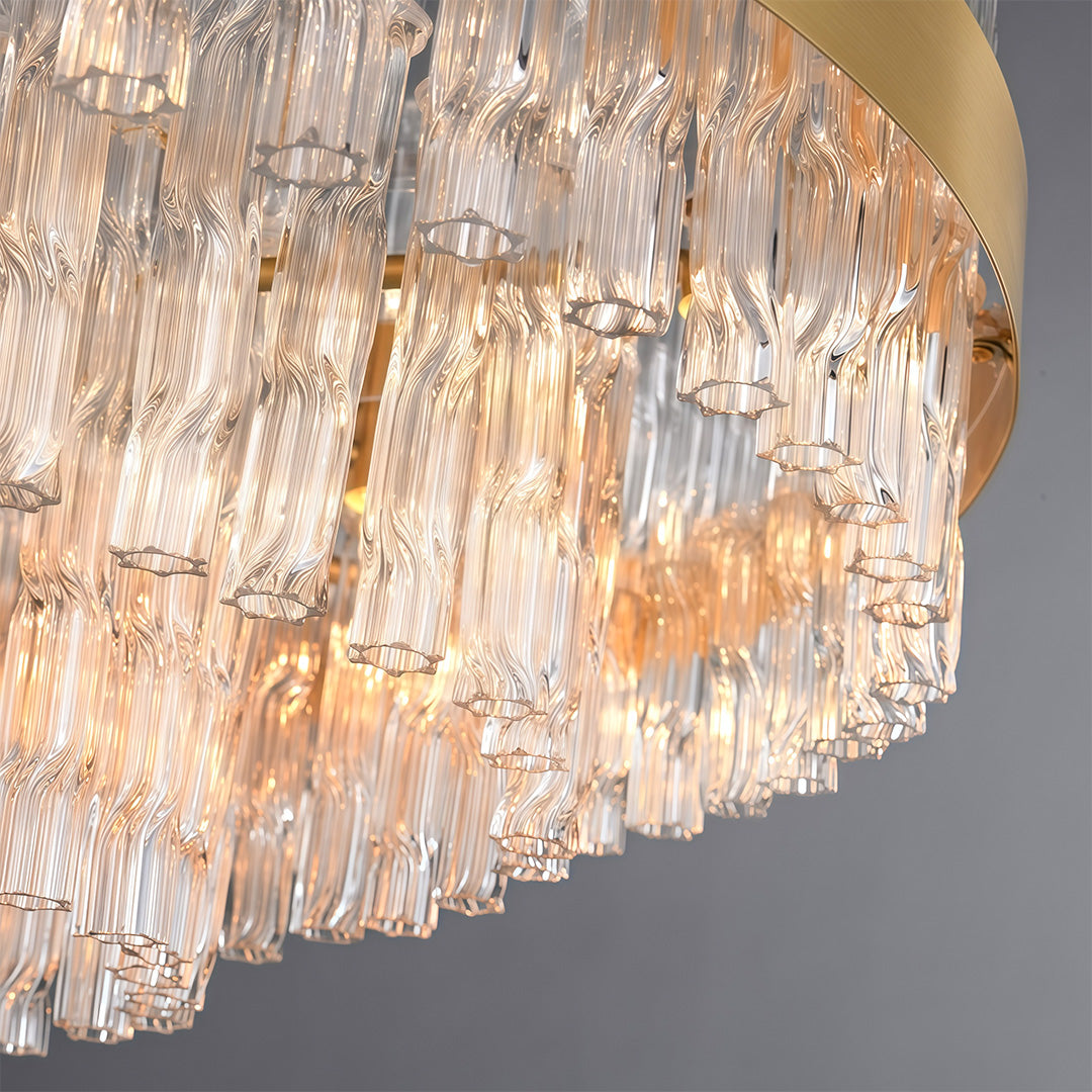 Full Copper Modern Chandelier with Clear Glass Shade for Dining Room and Living Room