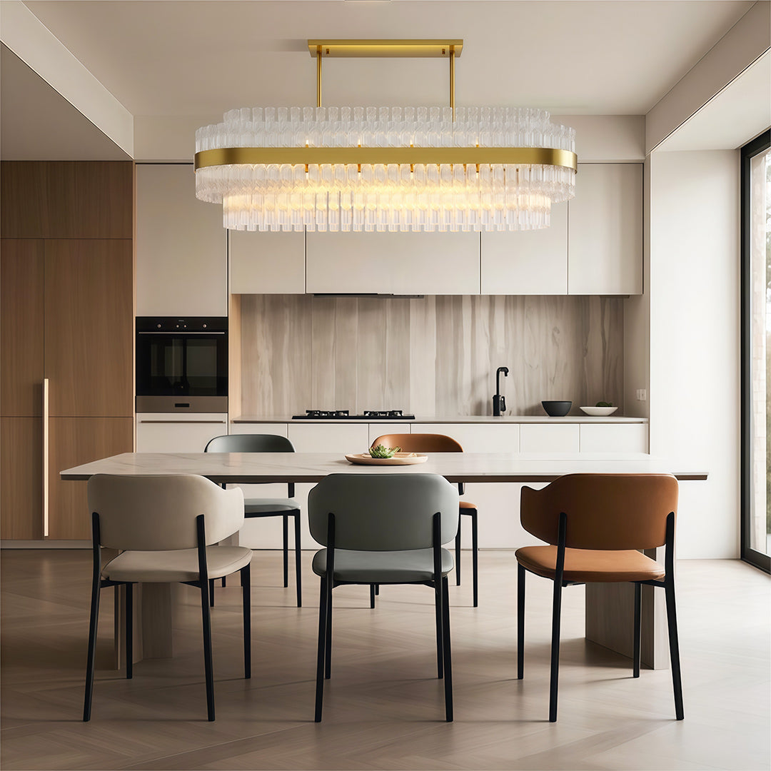 Full Copper Modern Chandelier with Clear Glass Shade for Dining Room and Living Room