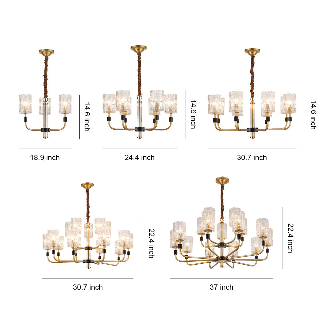 Aurelia Copper Glass Chandelier — Modern Minimalist Luxury Pendant Light