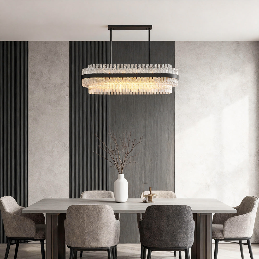 Full Copper Modern Chandelier with Clear Glass Shade for Dining Room and Living Room