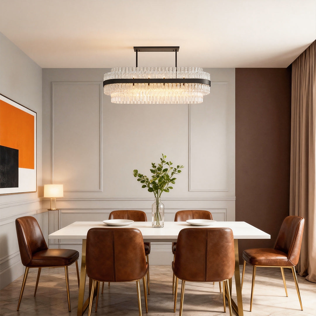 Full Copper Modern Chandelier with Clear Glass Shade for Dining Room and Living Room