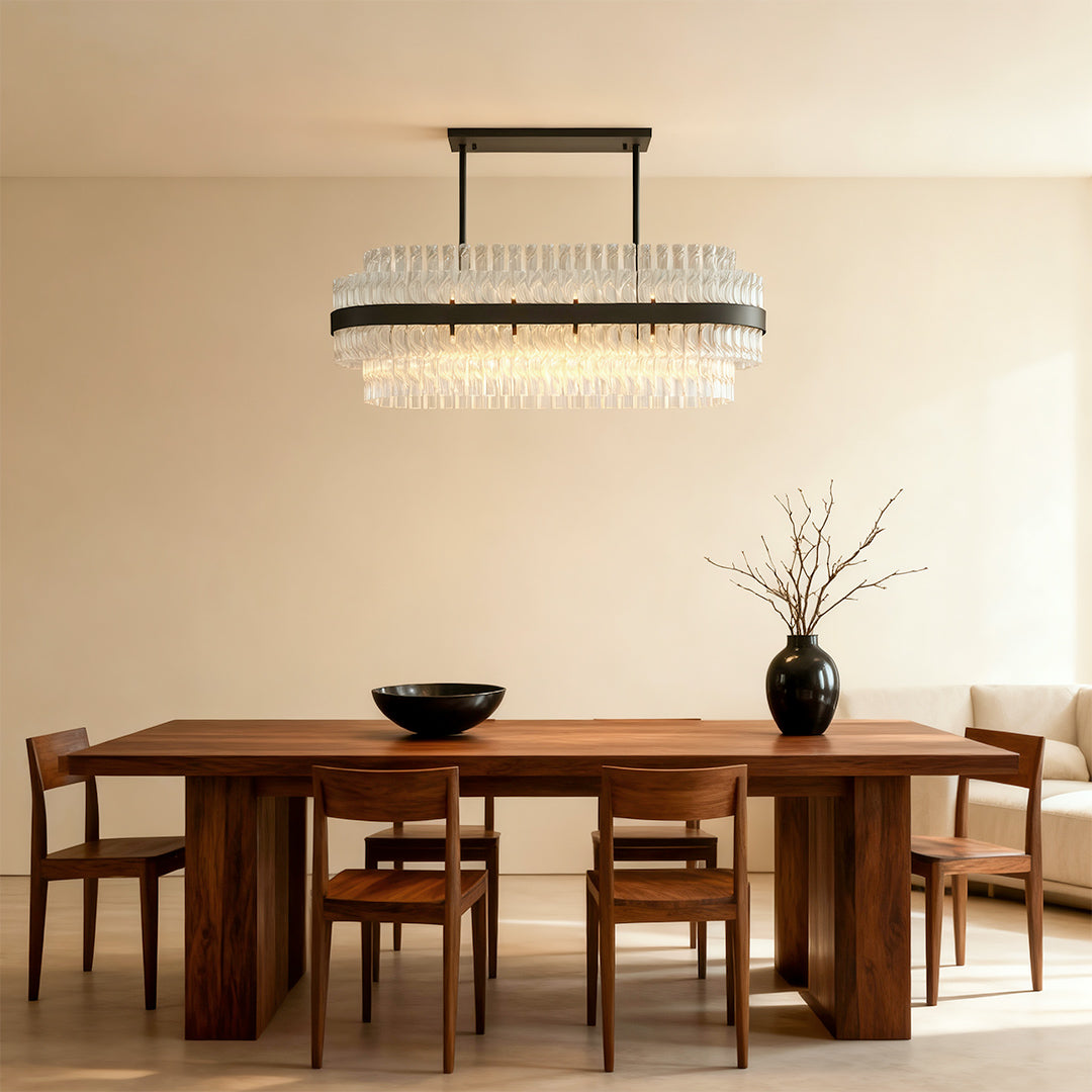 Full Copper Modern Chandelier with Clear Glass Shade for Dining Room and Living Room