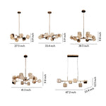 Modern Crystal Cube Chandelier in Champagne Gold for Living and Dining Spaces