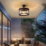 Coastal Semi Flush Ceiling Light in Wrought Iron with Clear Glass Shade