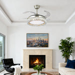 Lumière Crystal Ceiling Fan with Dimmable LED Light in Nickel