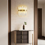 French Crystal Wall Sconce with Dual Light Heads in Copper, Nickel, or Black
