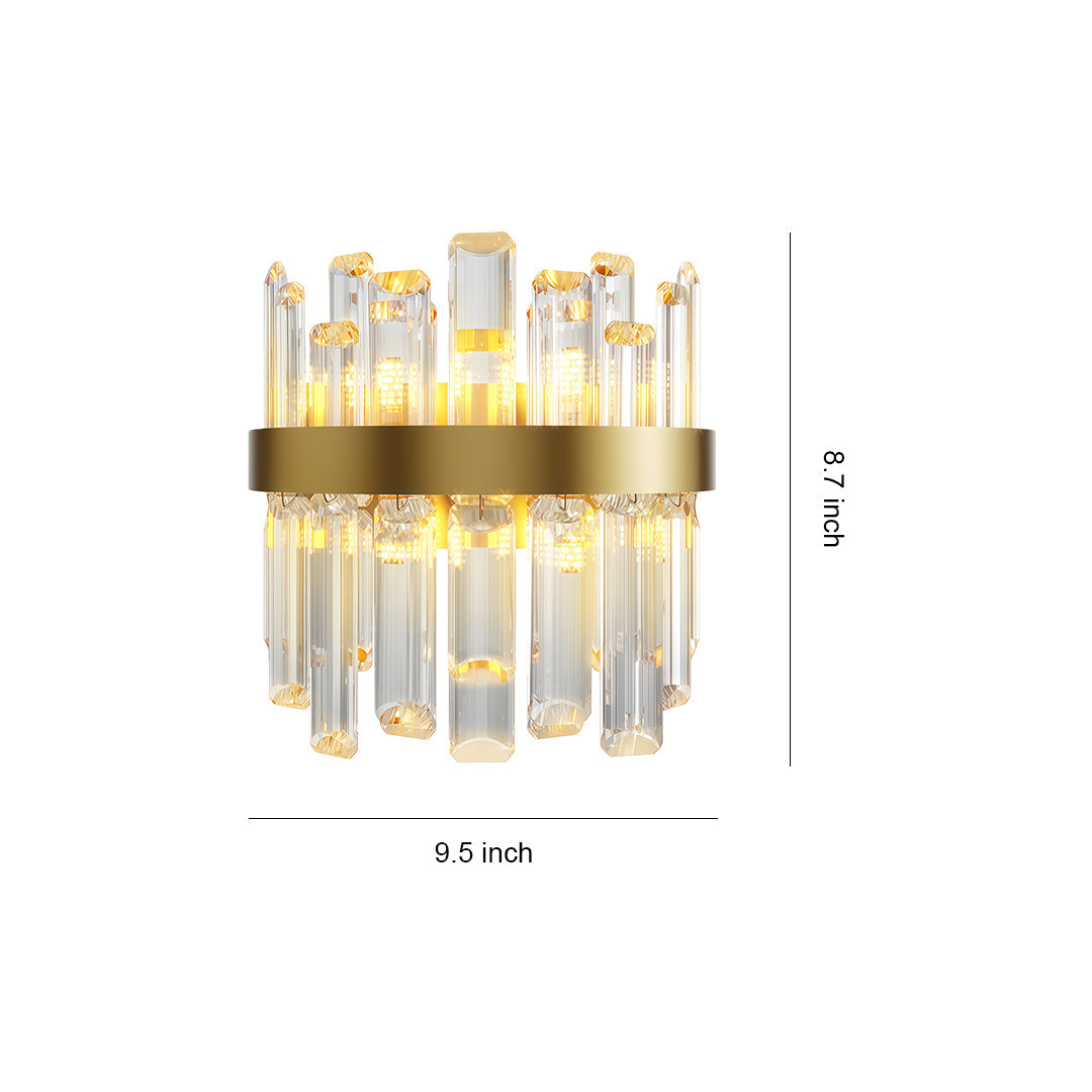 French Crystal Wall Sconce with Dual Light Heads in Copper, Nickel, or Black