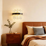 French Crystal Wall Sconce with Dual Light Heads in Copper, Nickel, or Black