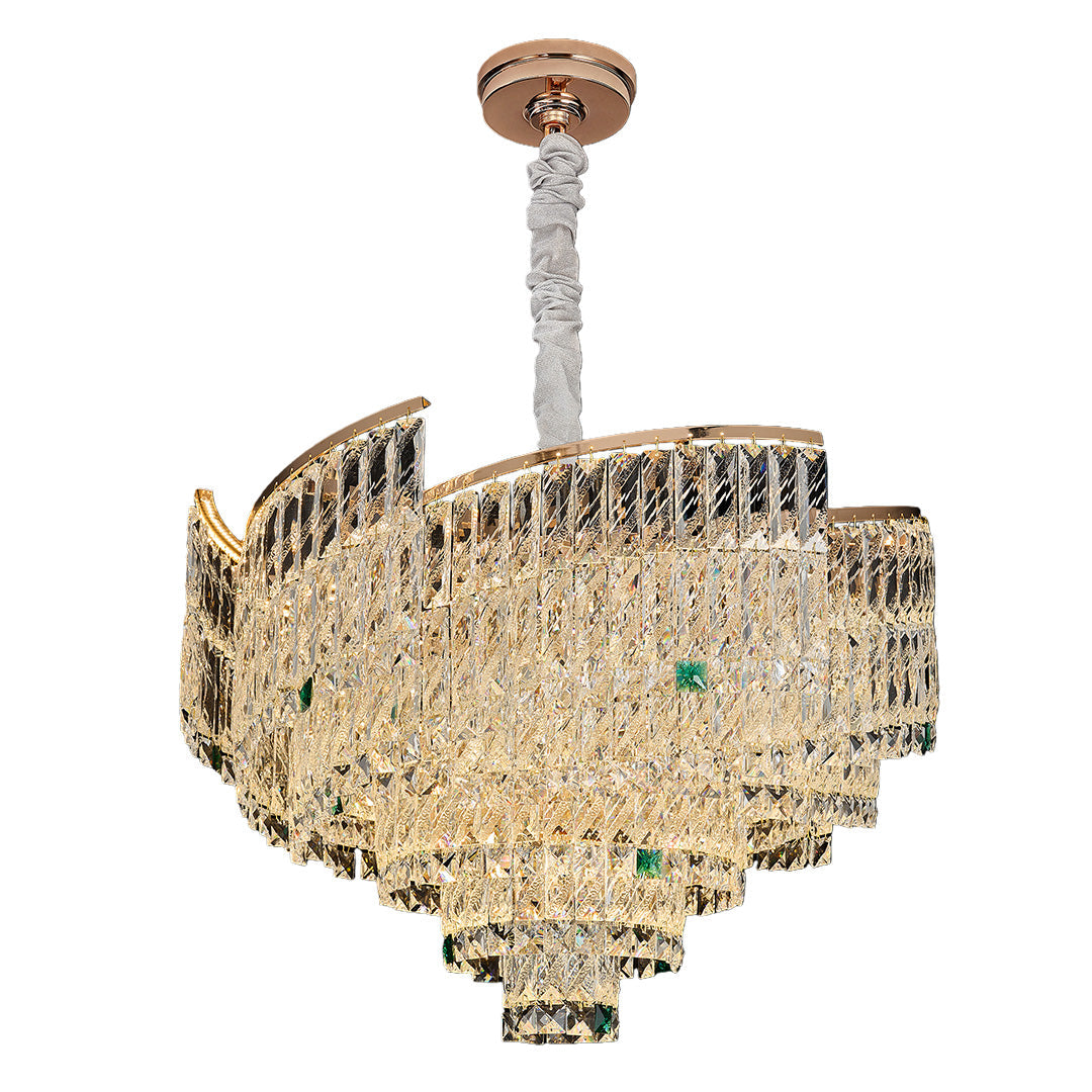 Crystal Pendant Chandelier in Champagne Gold Carbon Steel
