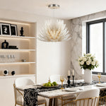 Deco Chrome Chandelier with Clear Glass Shades, Modern LED Ceiling Light