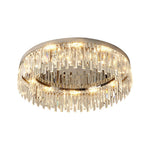 Lumina Crystal Flush Mount Ceiling Light – Modern Round Stainless Steel Fixture