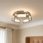 Crystal Flush Mount Ceiling Light in Warm Gold Aluminum