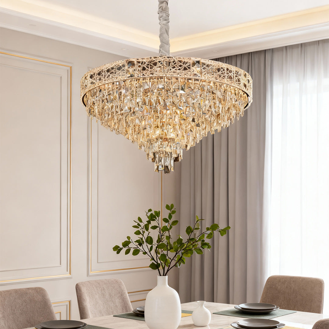 Aurelia Crystal Chandelier – European Luxury Gold Pendant Light