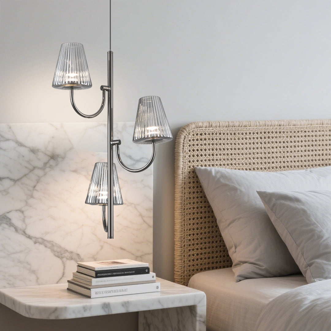 Modern Black LED Pendant Light with Glass Shade for Dining Room and Kitchen Island