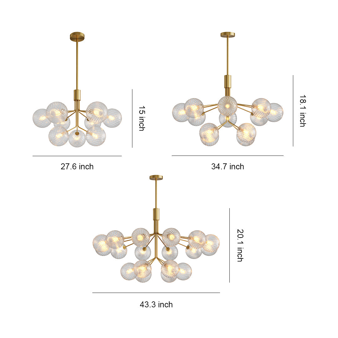 Solid Copper Glass Ball Chandelier | Modern Luxury Pendant Light