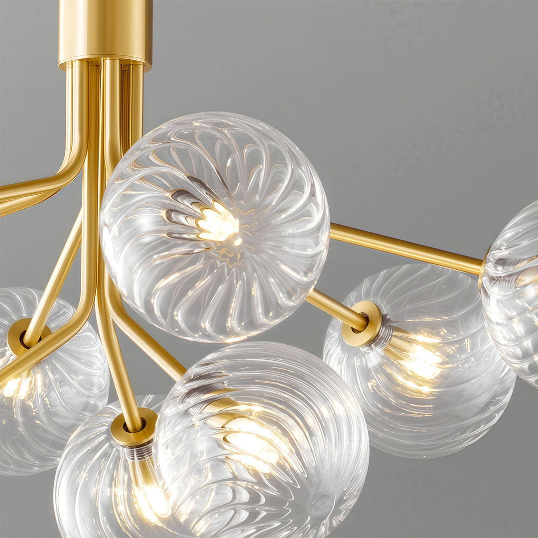Solid Copper Glass Ball Chandelier | Modern Luxury Pendant Light
