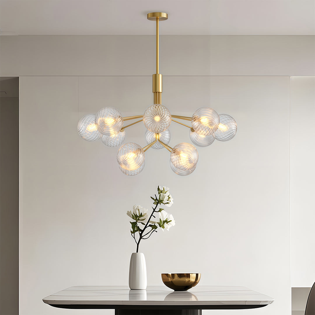 Solid Copper Glass Ball Chandelier | Modern Luxury Pendant Light