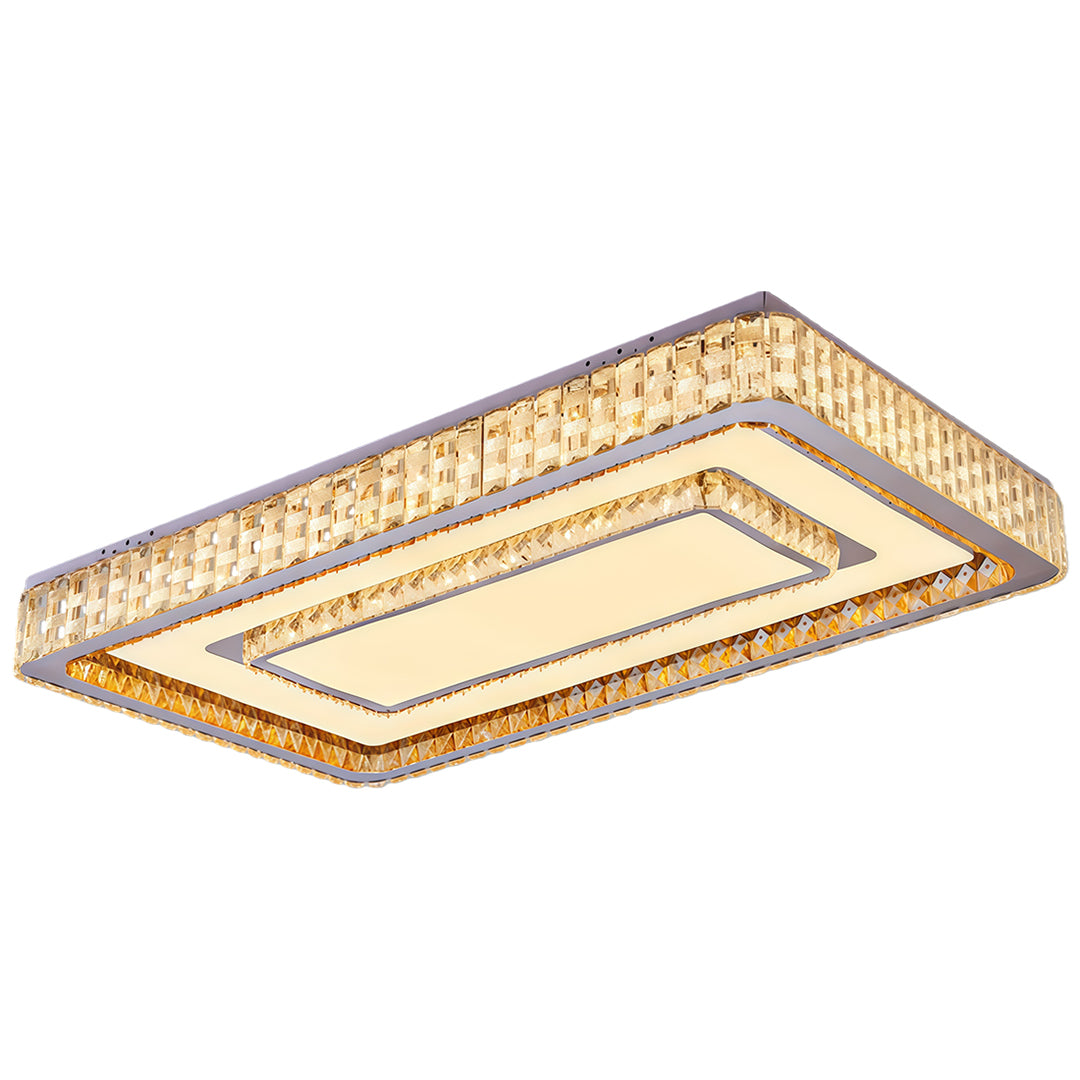 Luxury Crystal Flush Mount Ceiling Light with Chrome Frame, LED Integrated