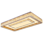 Luxury Crystal Flush Mount Ceiling Light with Chrome Frame, LED Integrated