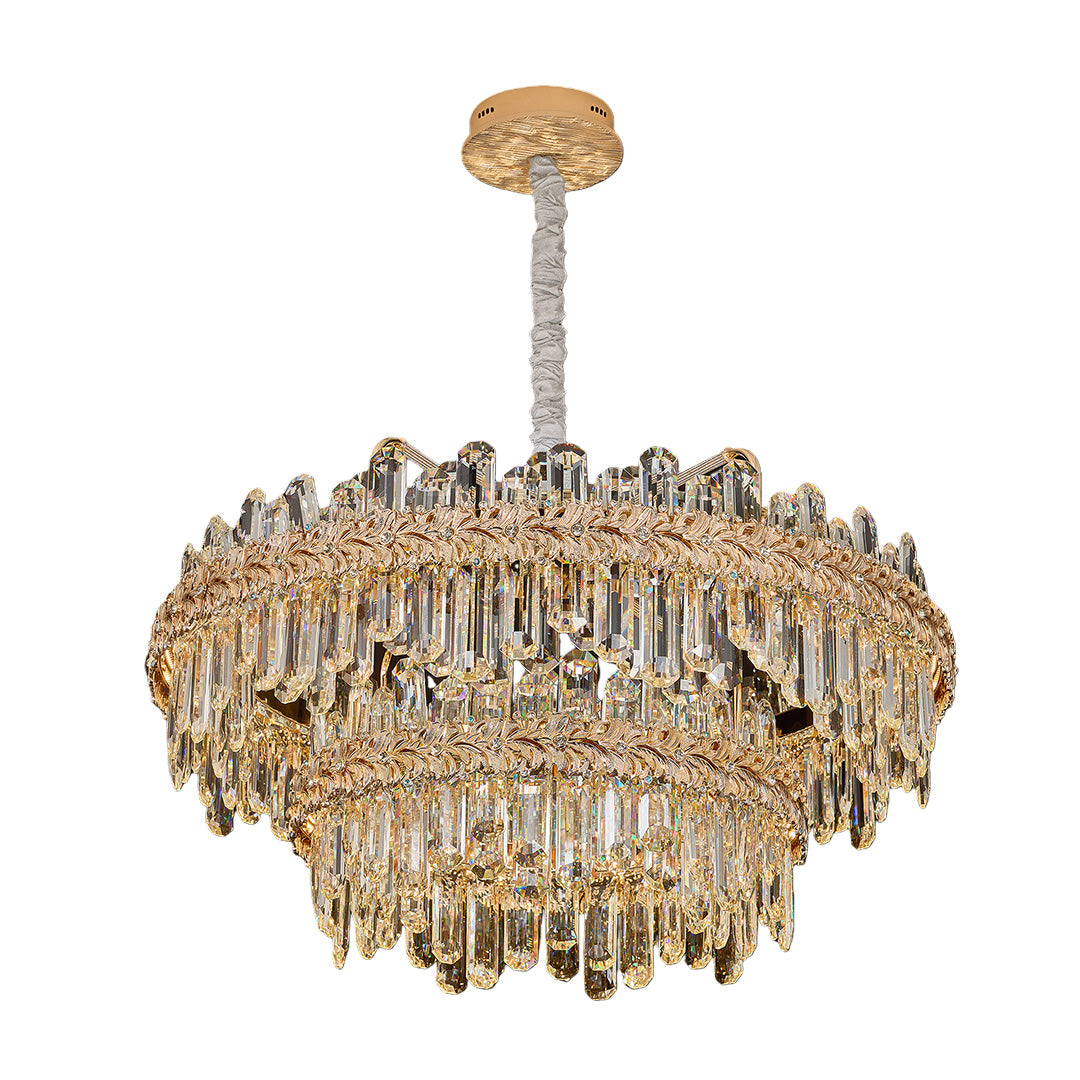Lumière Cascade Crystal Chandelier in Champagne Gold