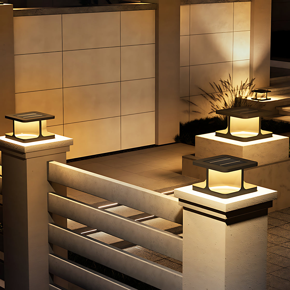 Modern Stainless Steel Square Post Lights for Courtyard and Garden