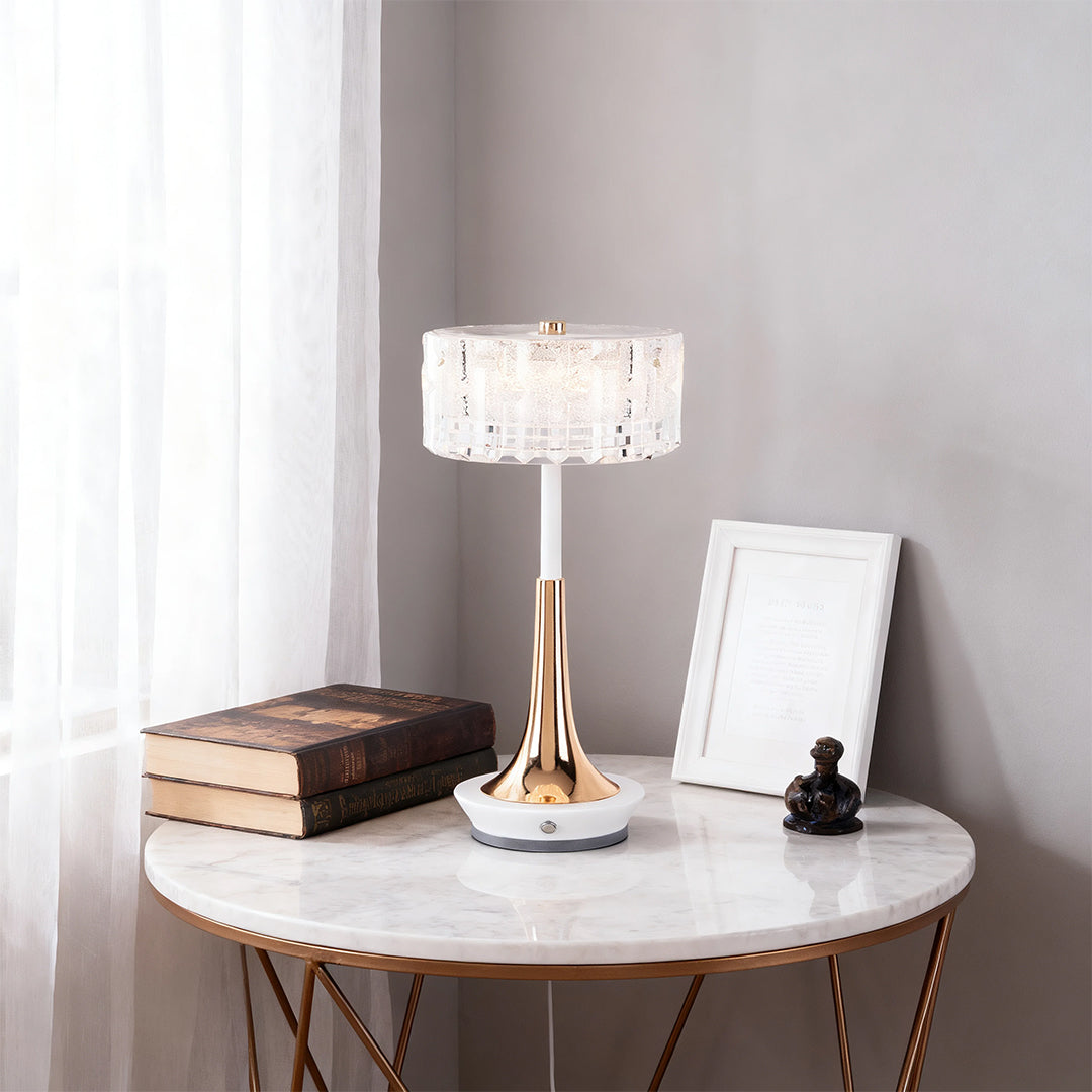 Cordless Mushroom Table Lamp with Dimmable Touch Control, Modern Acrylic Shade
