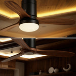 Aria 52" LED Ceiling Fan with Light, Three Solid Wood Blades, Matte Black Iron