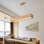 Modern Farmhouse Wood LED Rectangular Chandelier for Dining Room