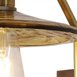 Japanese Retro Wave Glass Wall Sconce with Rubberwood Accent
