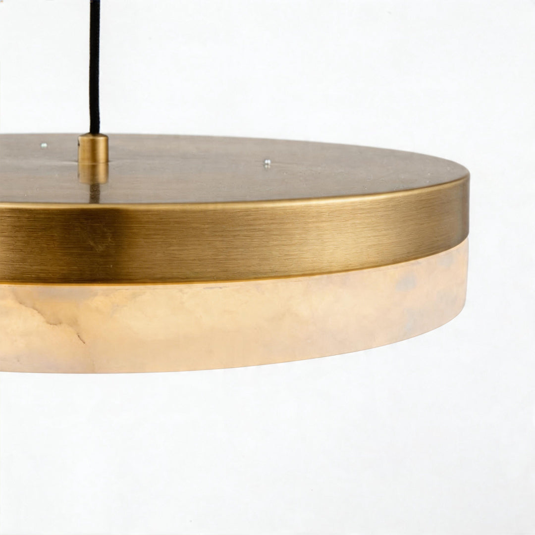 Marble Disc Pendant Light – Modern Luxury Ceiling Lamp with Brass Accents