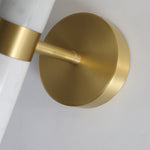 Modern Brass and Marble Wall Sconce with Opal Glass Shade