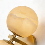 Italian Brass Up and Down Moon Wall Sconce with Marble Shade