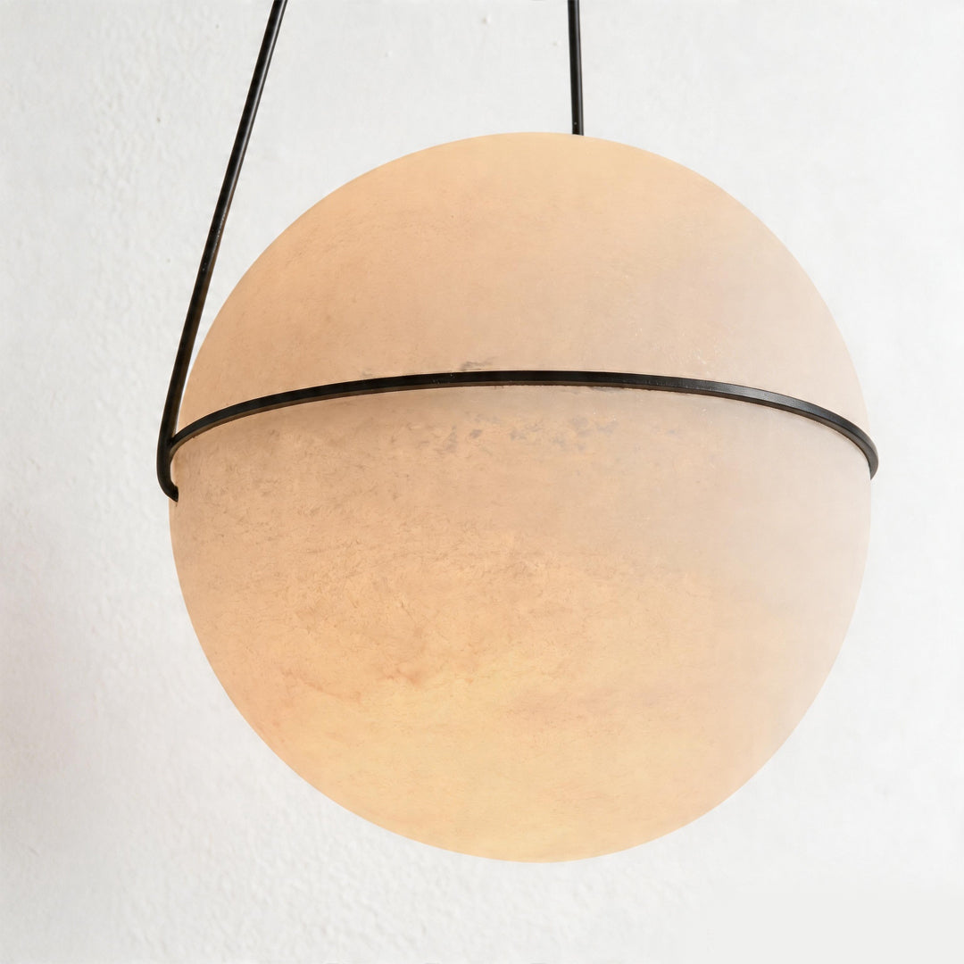 Italian Marble Globe Pendant Light in Polished Copper