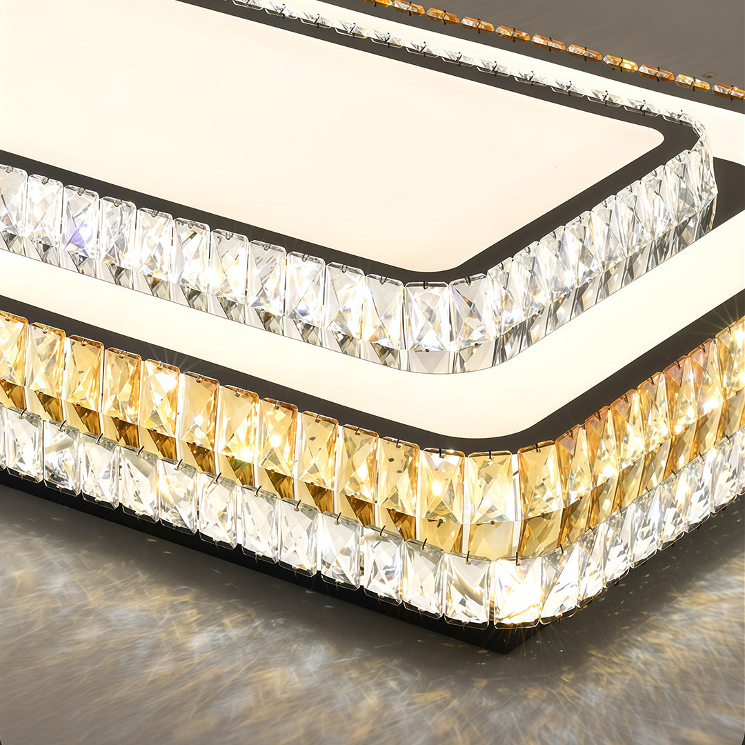 Crystal Flush Mount Ceiling Light with Chrome Frame, Modern LED Ceiling Lamp