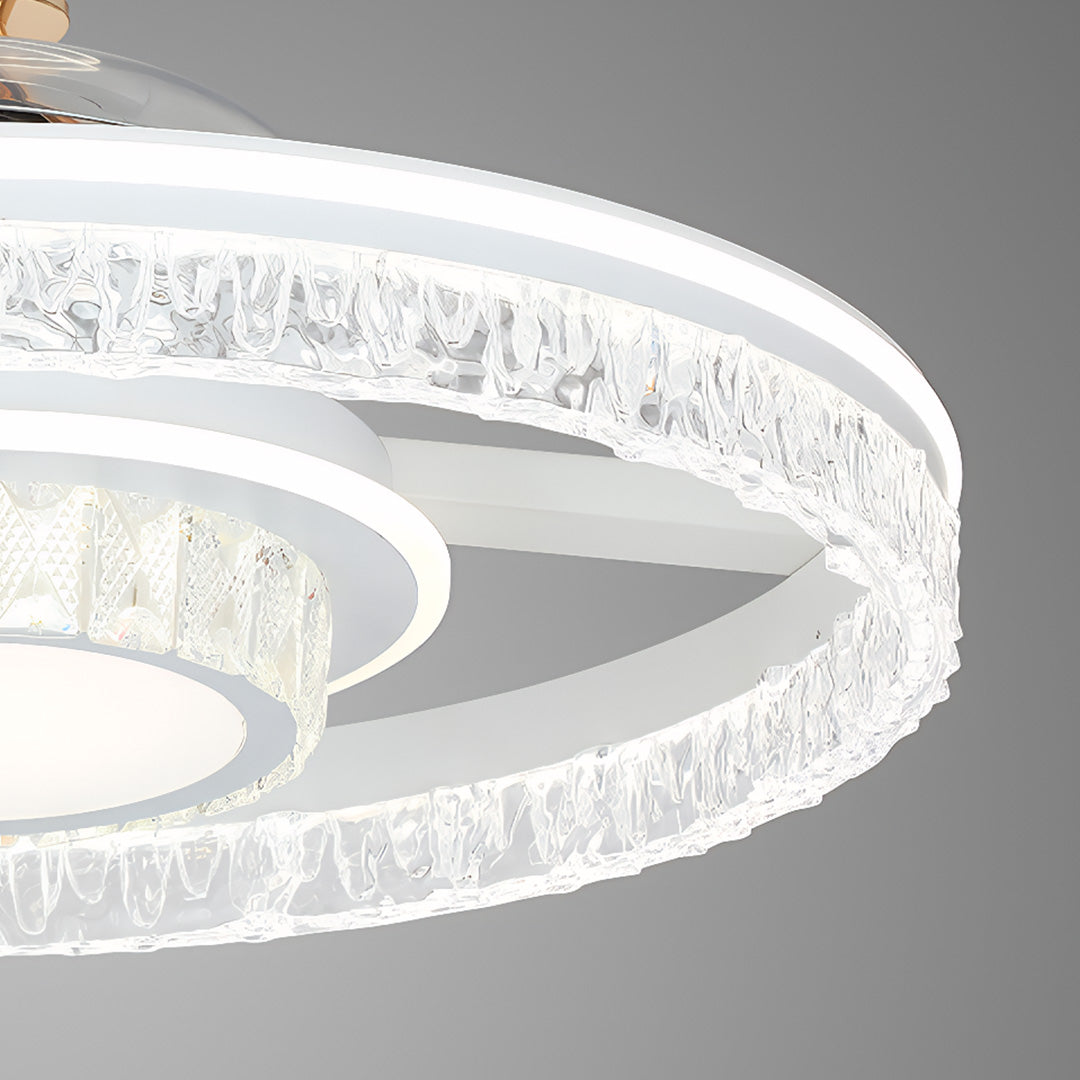 Nordic White Ceiling Fan with Integrated LED Round Light