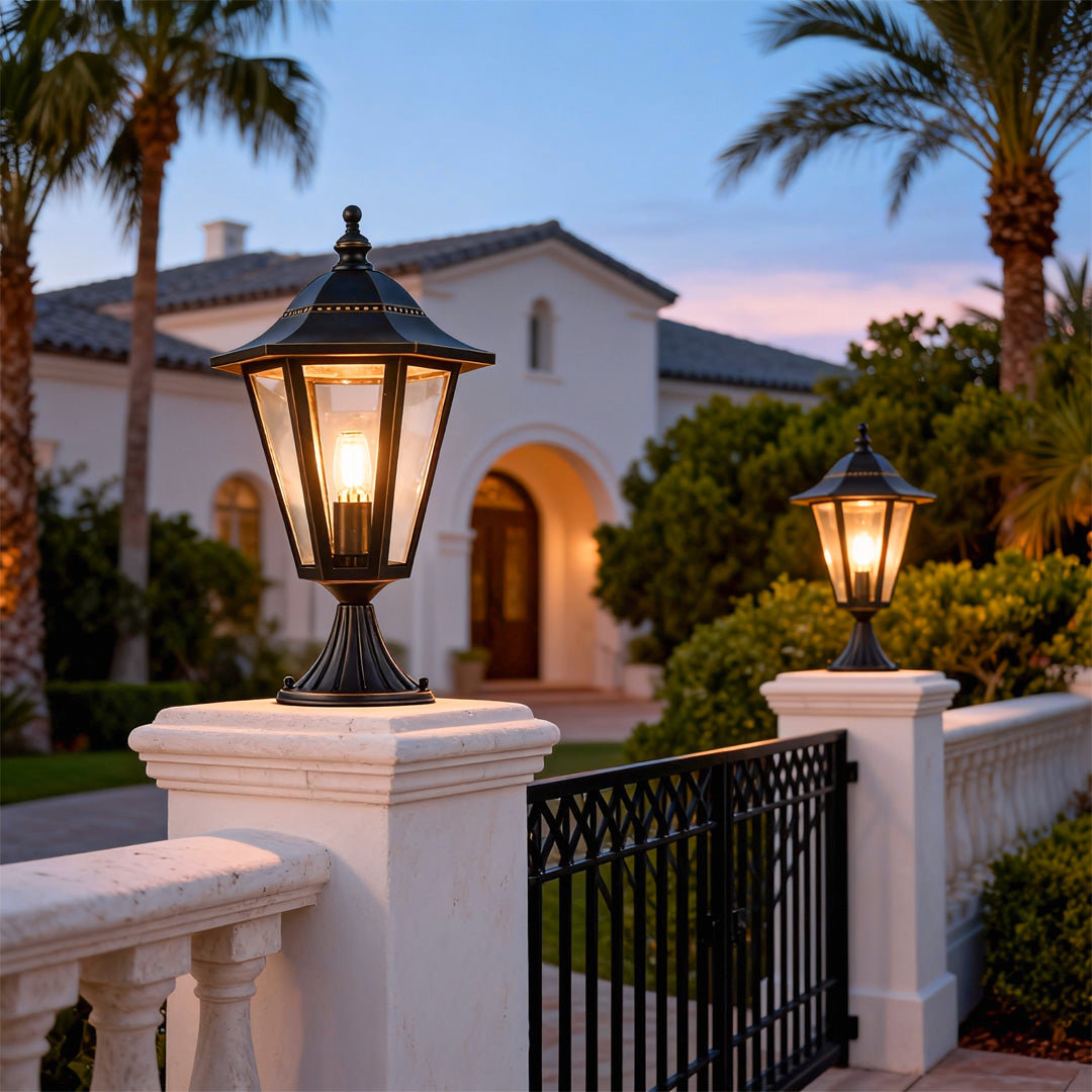 European Copper Pillar Light for Gate and Garden, IP55 Waterproof