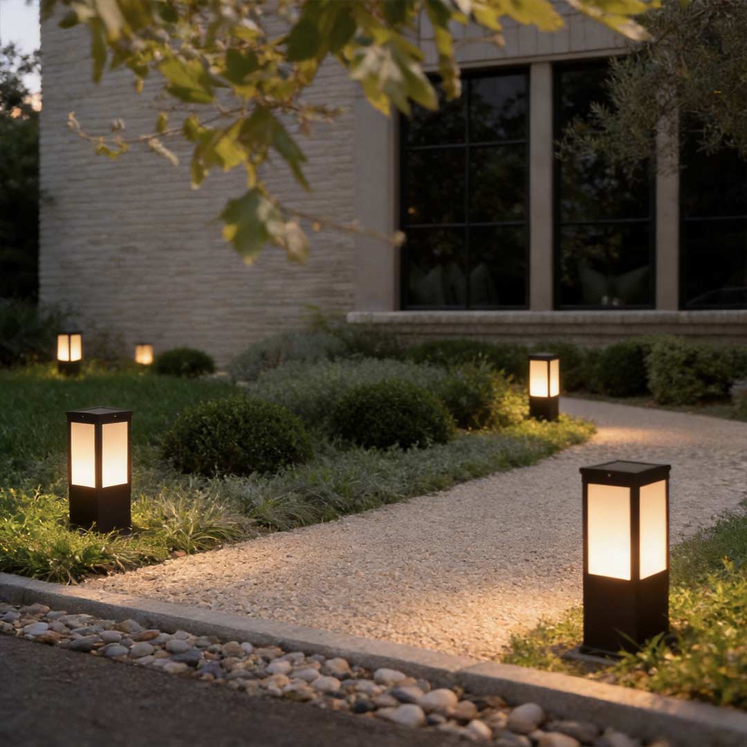Modern Solar Bollard Light with Remote Control for Pathways and Gardens