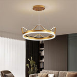 Dimmable Round Led Ring Chandelier Crown Design Modern Aluminum Acrylic Pendant Light For Living Room