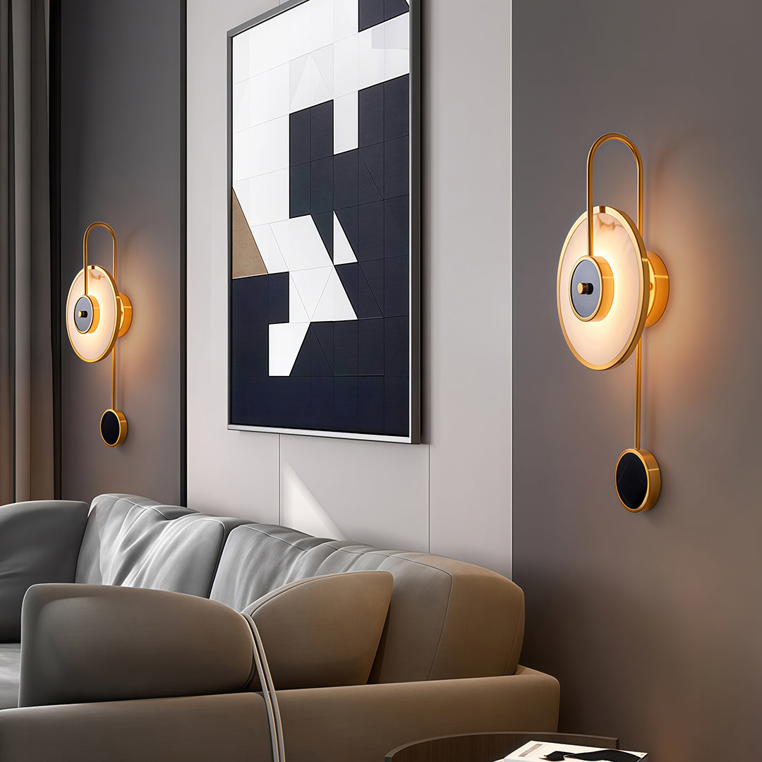 Marble LED Wall Sconce with Gold Accents for Modern Interiors