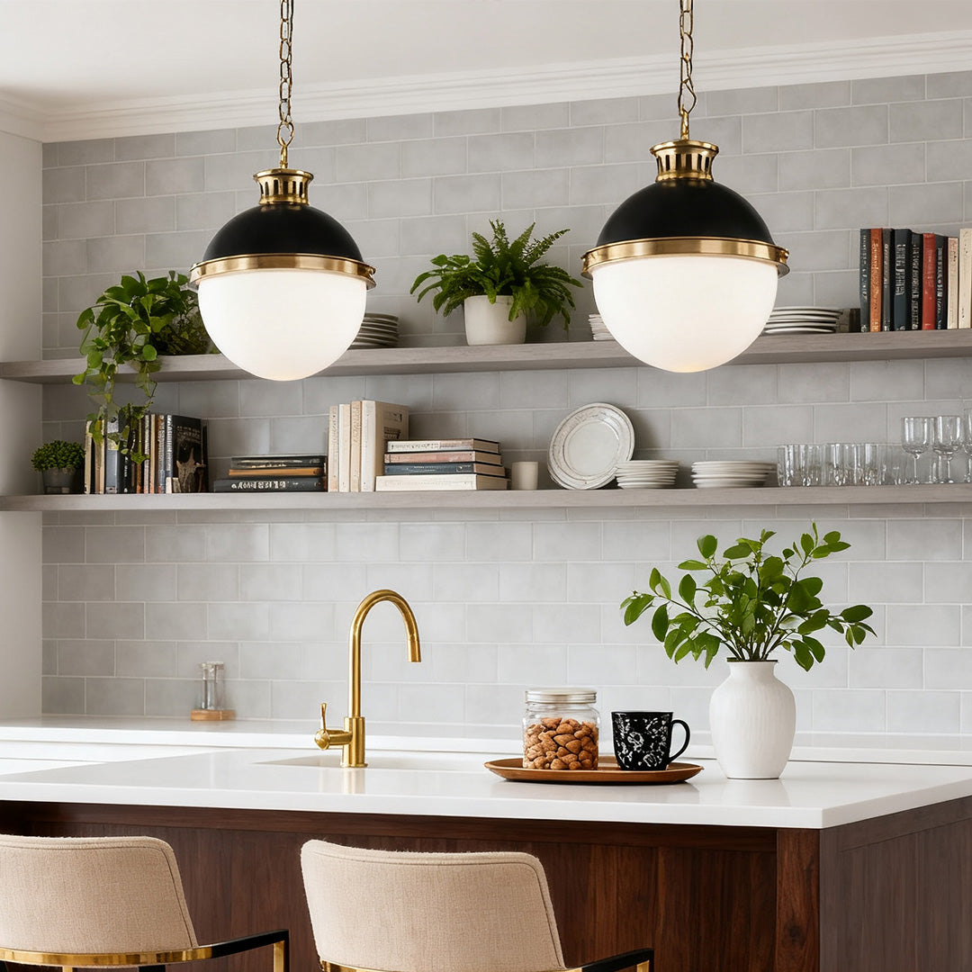 Classic Glass Globe Pendant Light with Adjustable Chain
